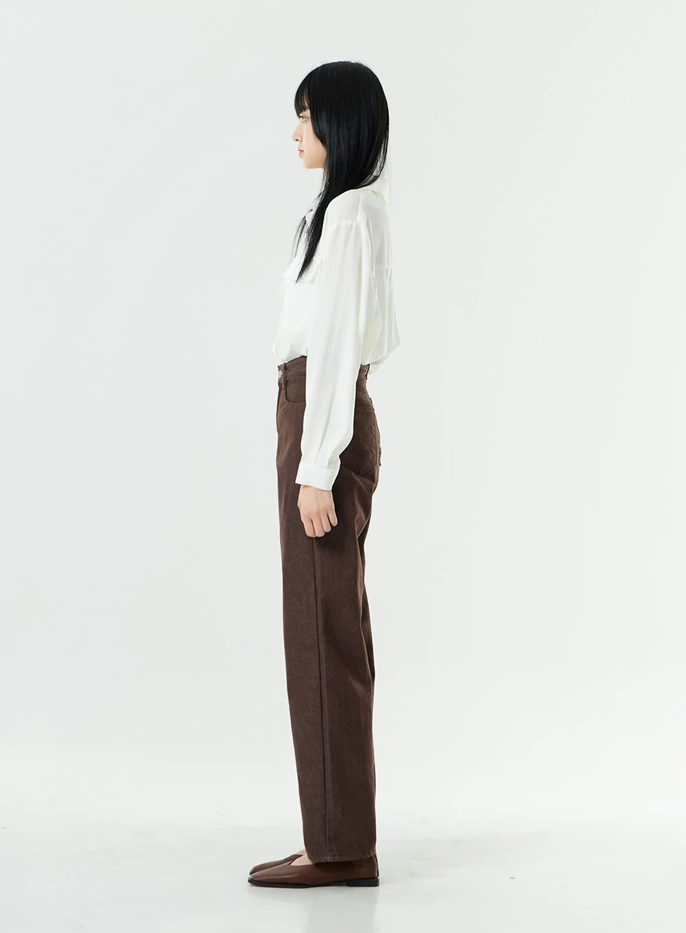 Washed Dark Brown Straight Fit Pants OG24 - Image 14