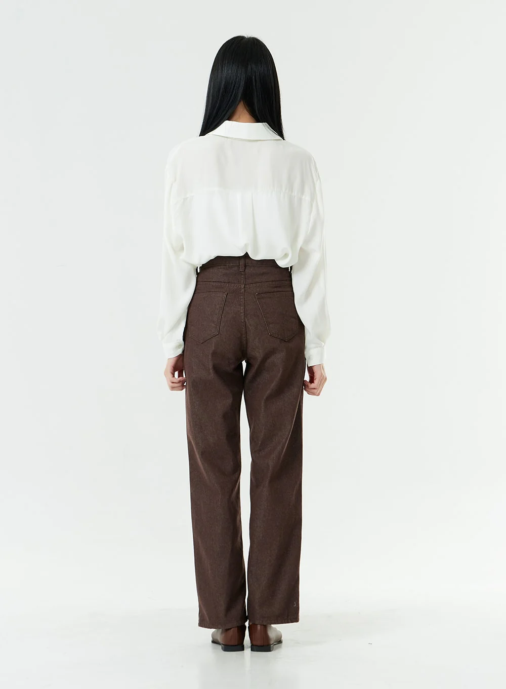 Washed Dark Brown Straight Fit Pants OG24 - Image 15