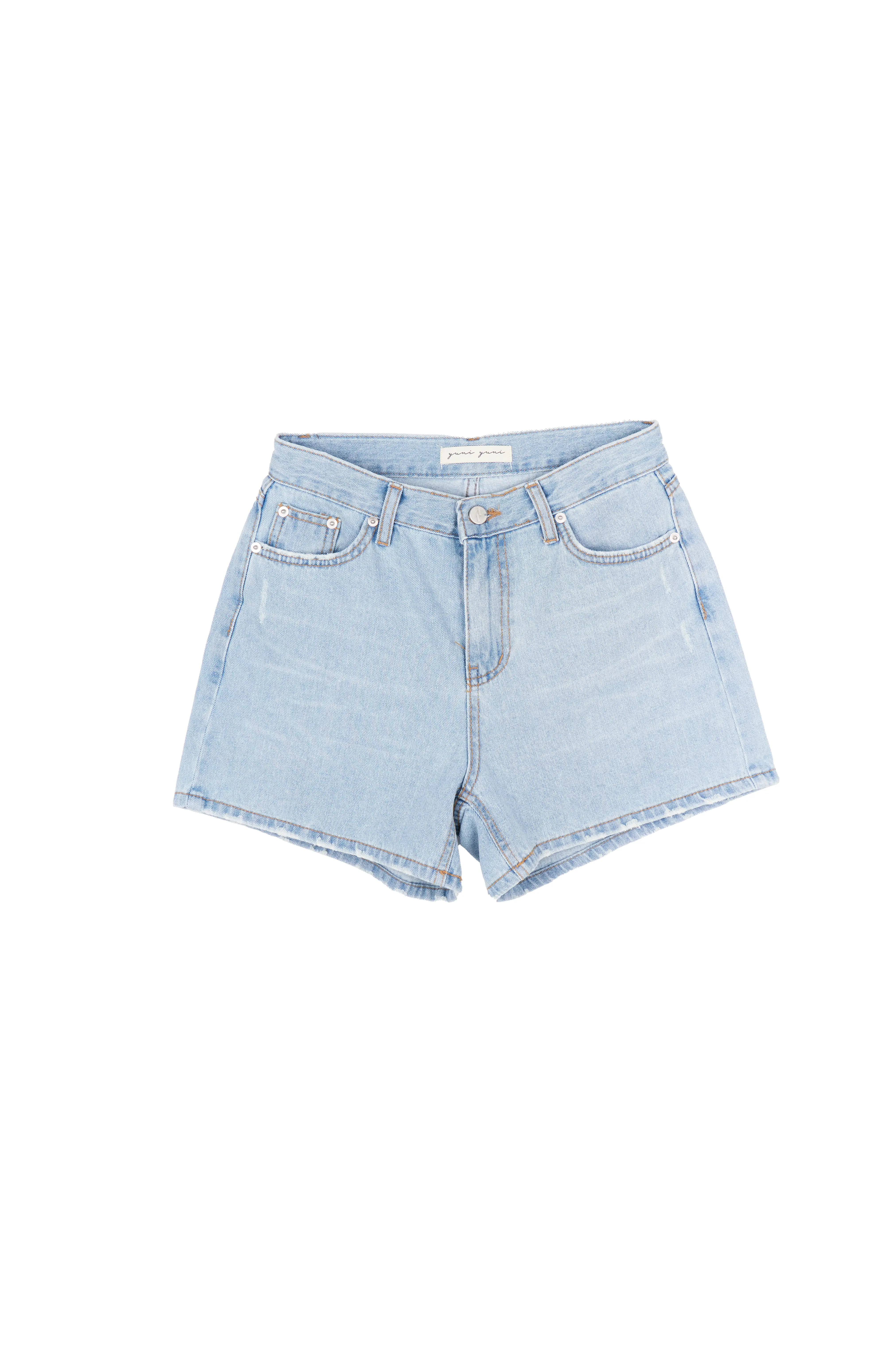 Washed Denim High-Waist Shorts IY507 - Image 10