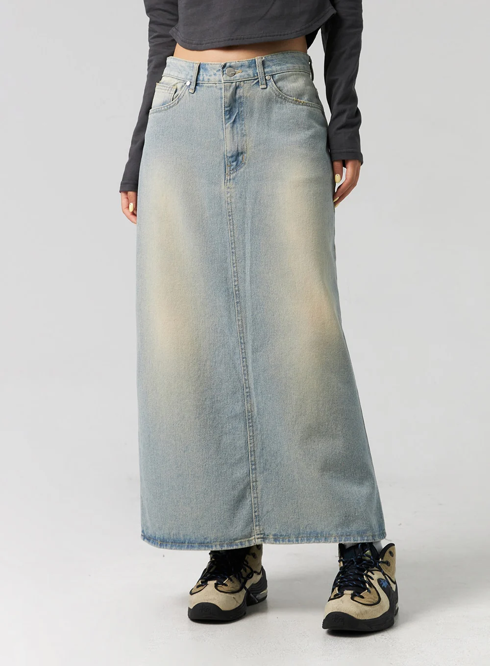 Washed Denim Maxi Skirt CG327 - Image 5