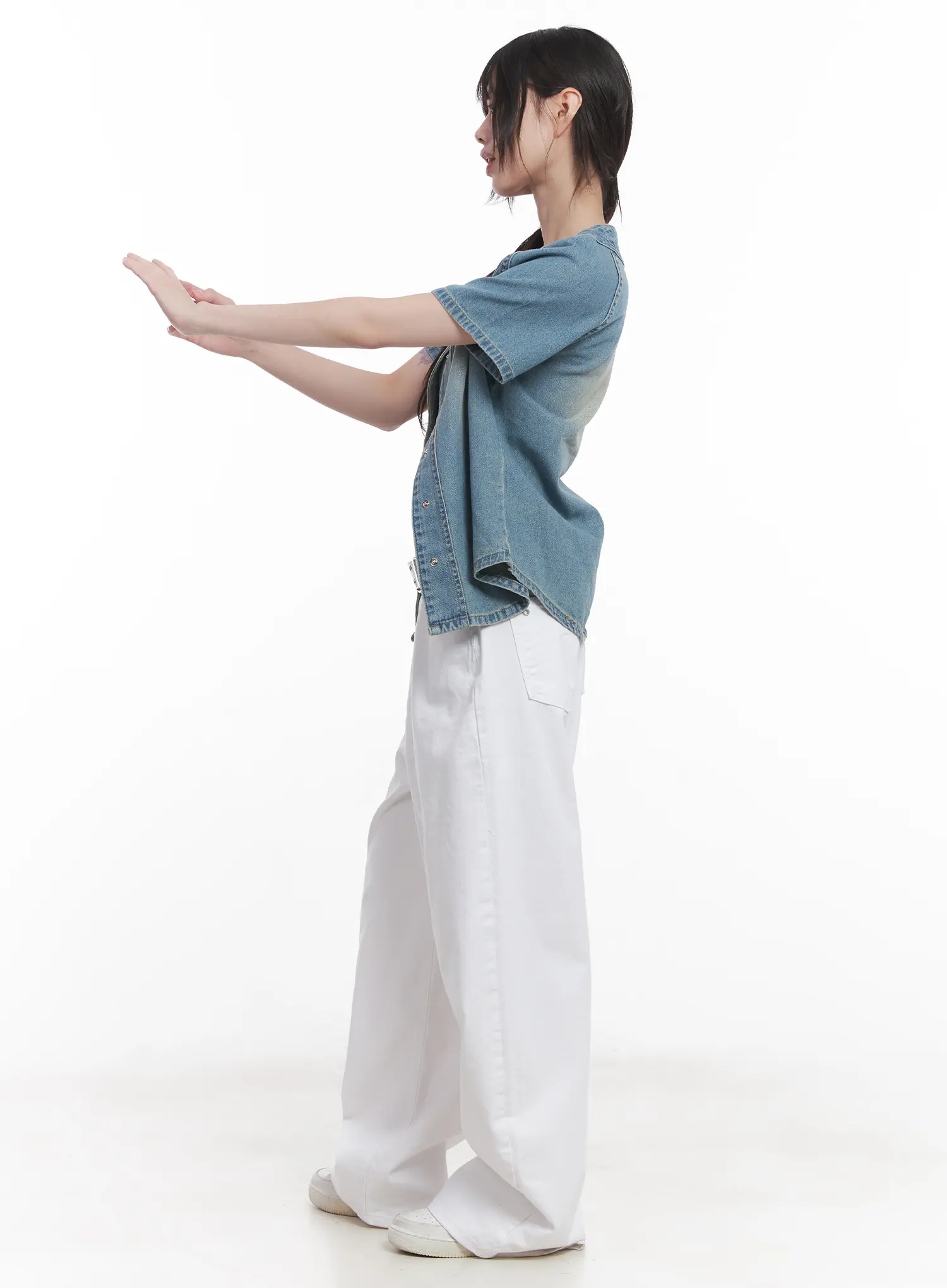 Washed Denim Short-Sleeve Shirt CU520 - Image 5