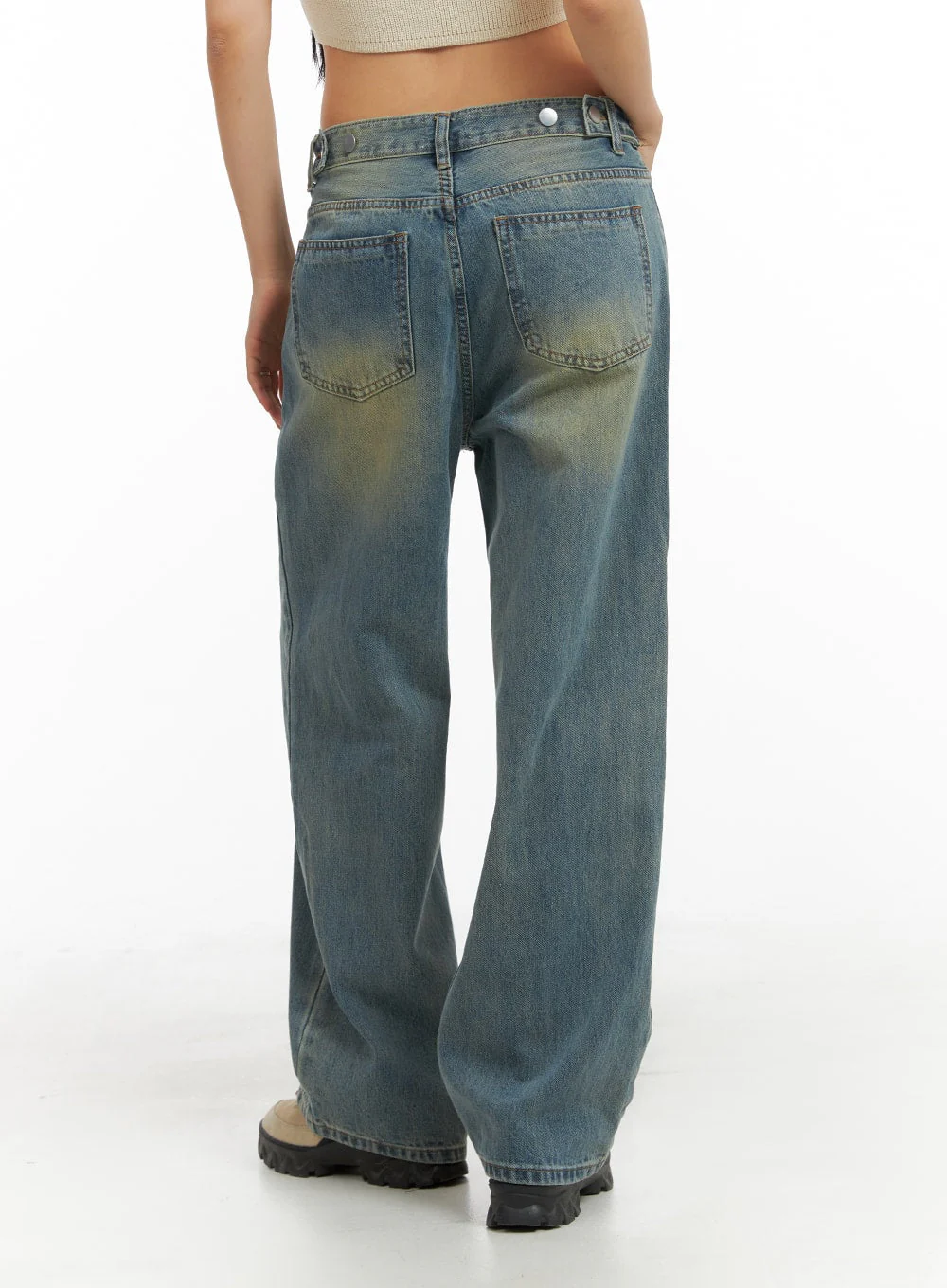 Washed Denim Wide Leg Jeans IA417 - Image 5
