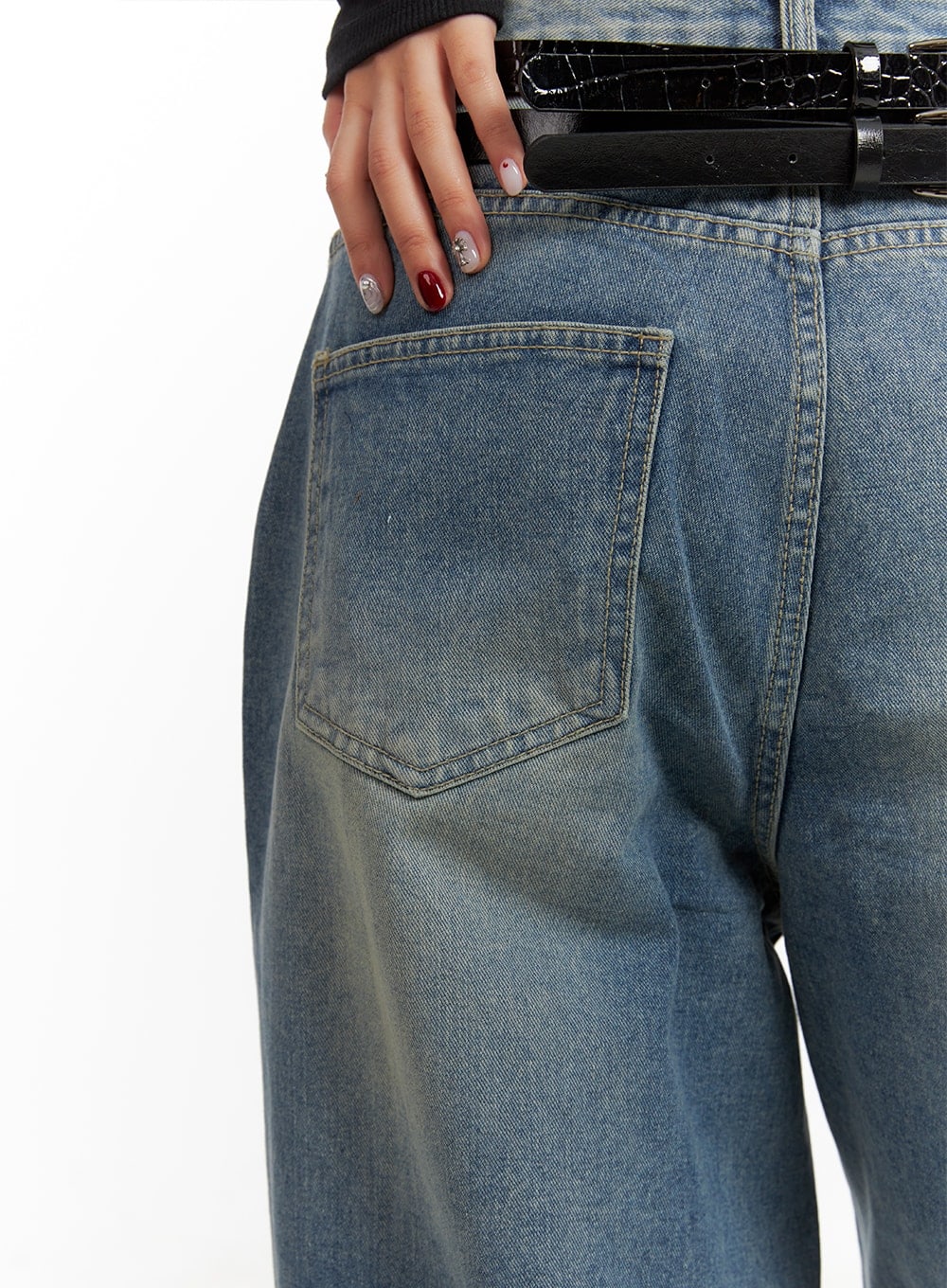 Washed Out Wide Fit Baggy Jeans CA416 - Image 7