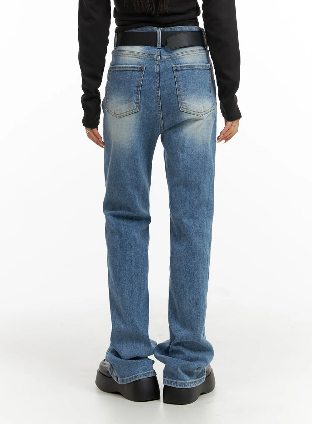 Washed Slim Fit Bootcut Jeans CF415 - Image 3