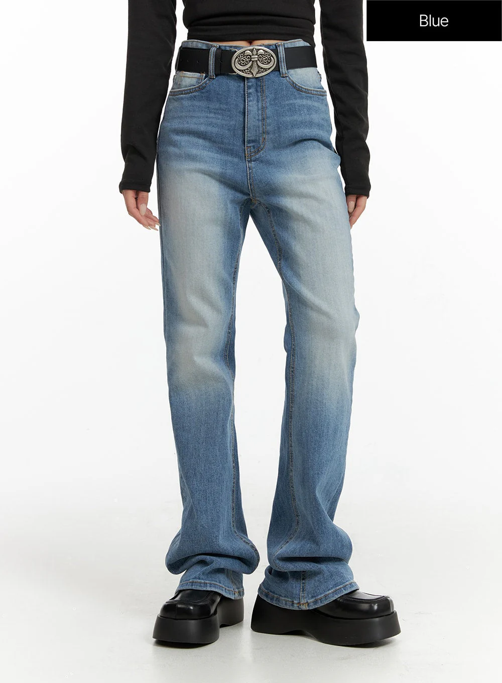 Washed Slim Fit Bootcut Jeans CF415 - Image 4
