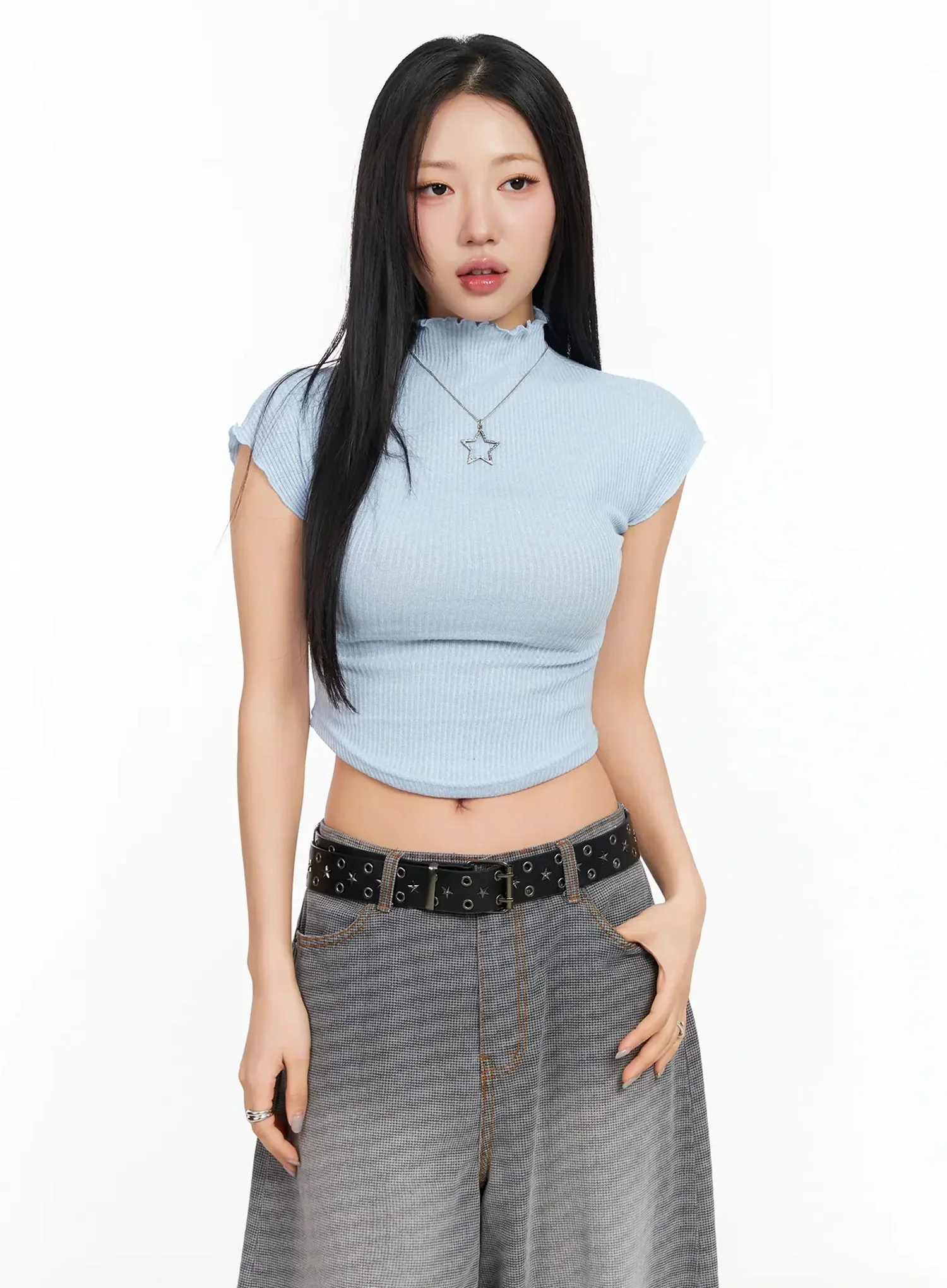 Wavy Ribbed Cropped T-Shirt CA513 - Image 14