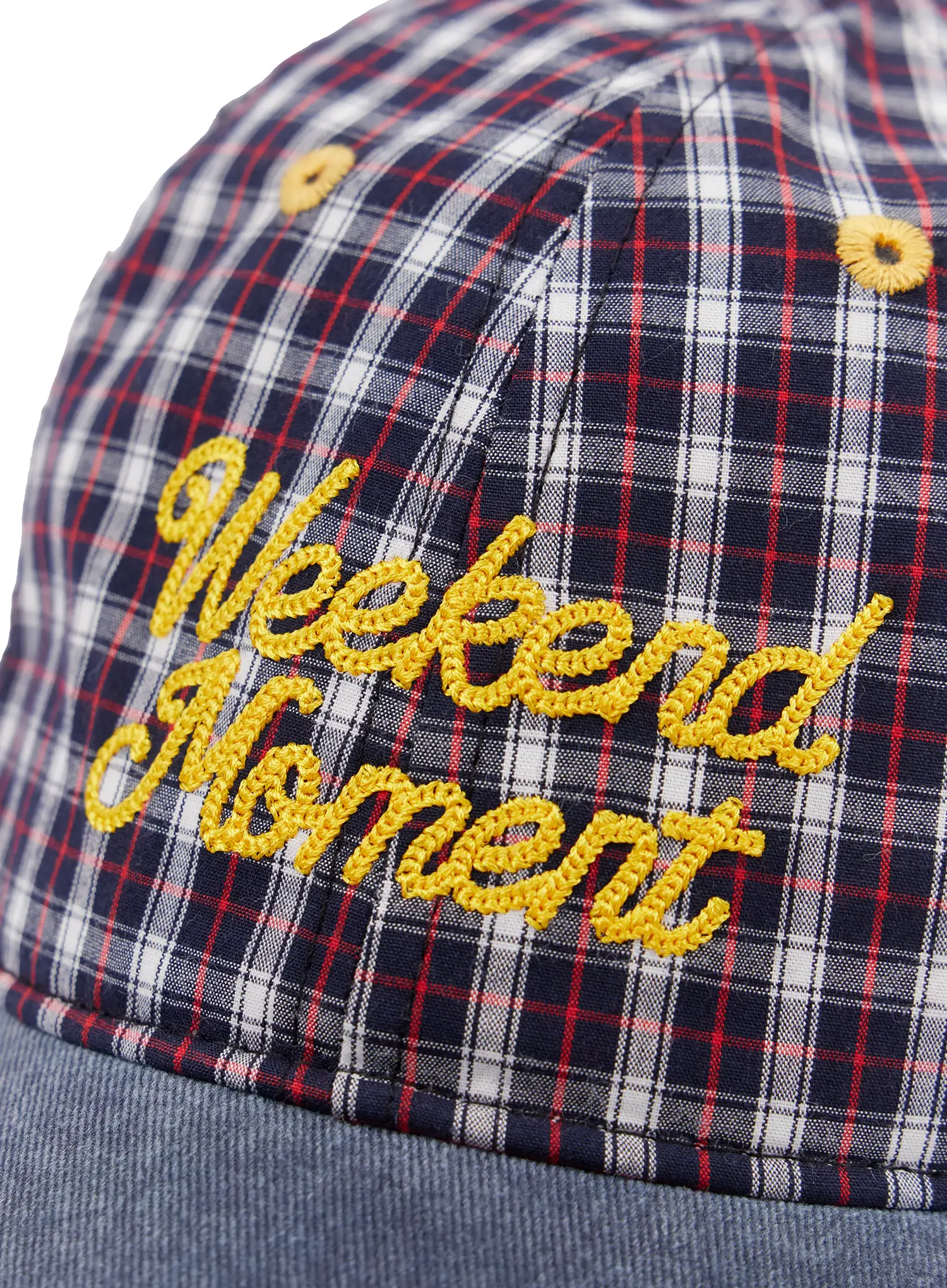 "Weekend Moment" Embroidered Denim Plaid Baseball Cap IF511 - Image 10