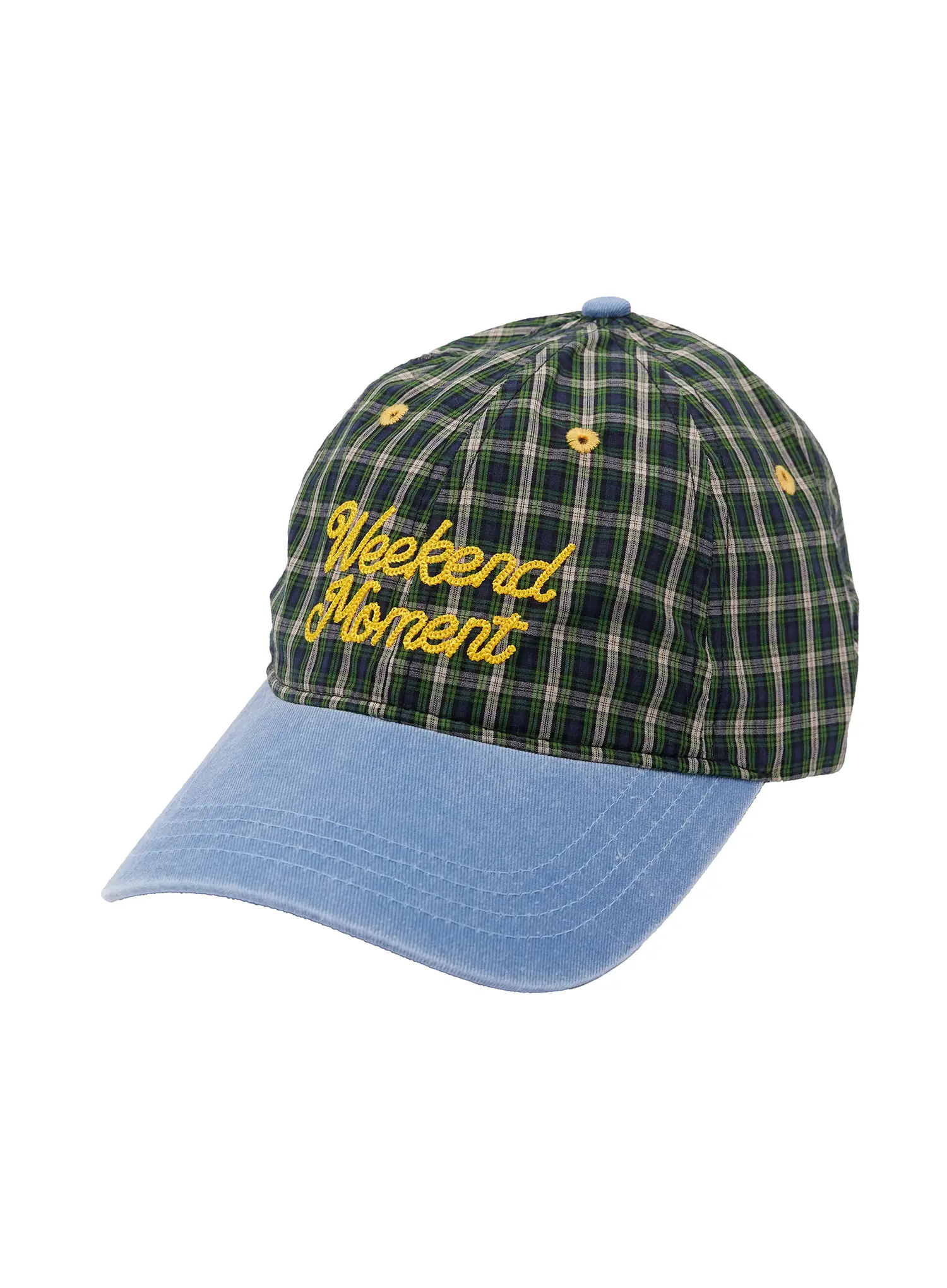 "Weekend Moment" Embroidered Denim Plaid Baseball Cap IF511 - Image 13