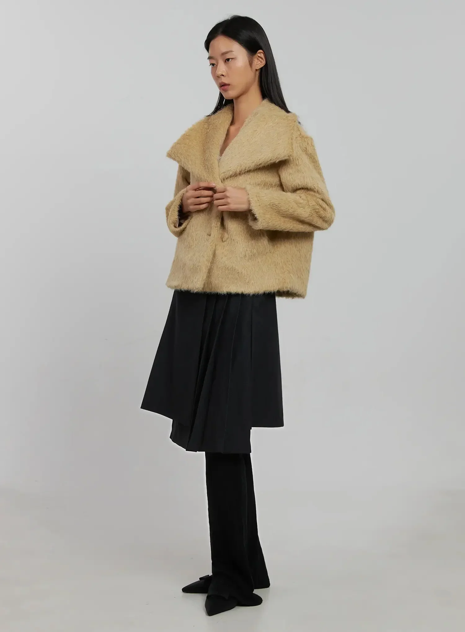 Wide Collar Faux Fur Coat IJ509 - Image 12