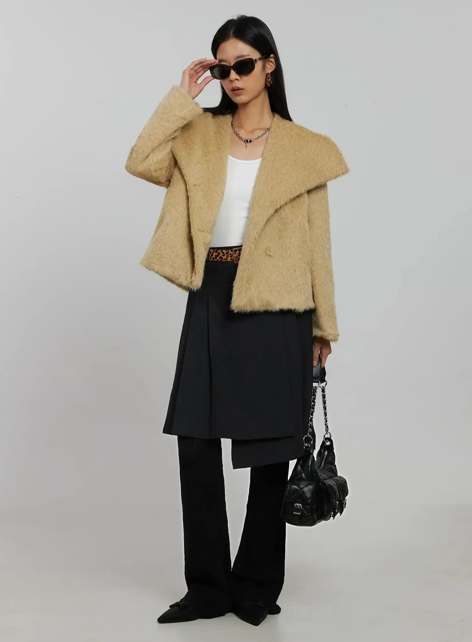 Wide Collar Faux Fur Coat IJ509 - Image 13