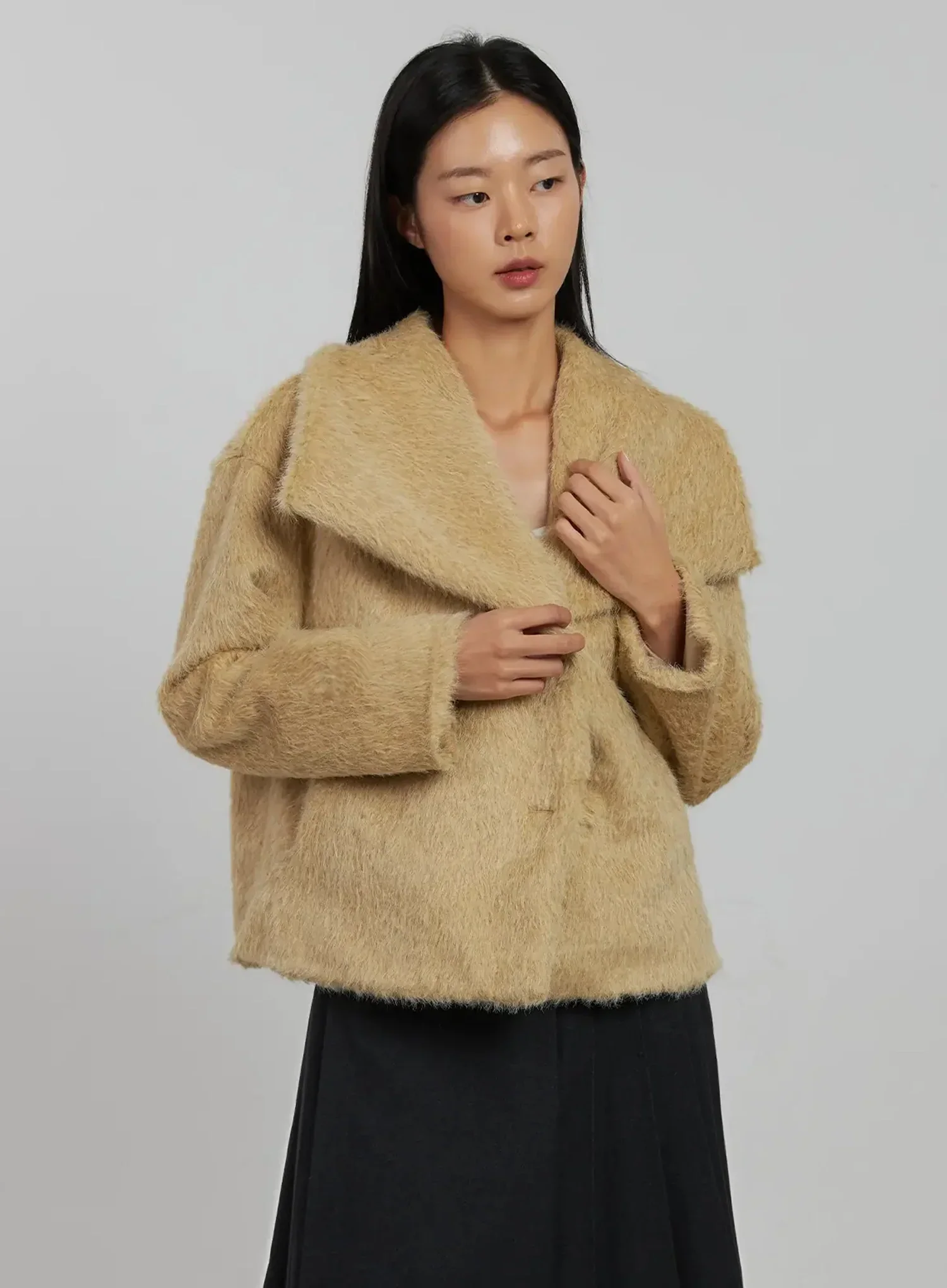 Wide Collar Faux Fur Coat IJ509 - Image 5