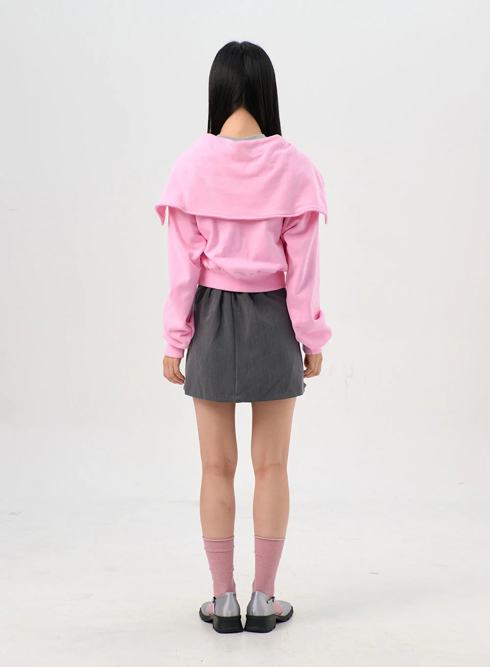 Wide Collar Half-Zip Sweatshirt OS302 - Image 10