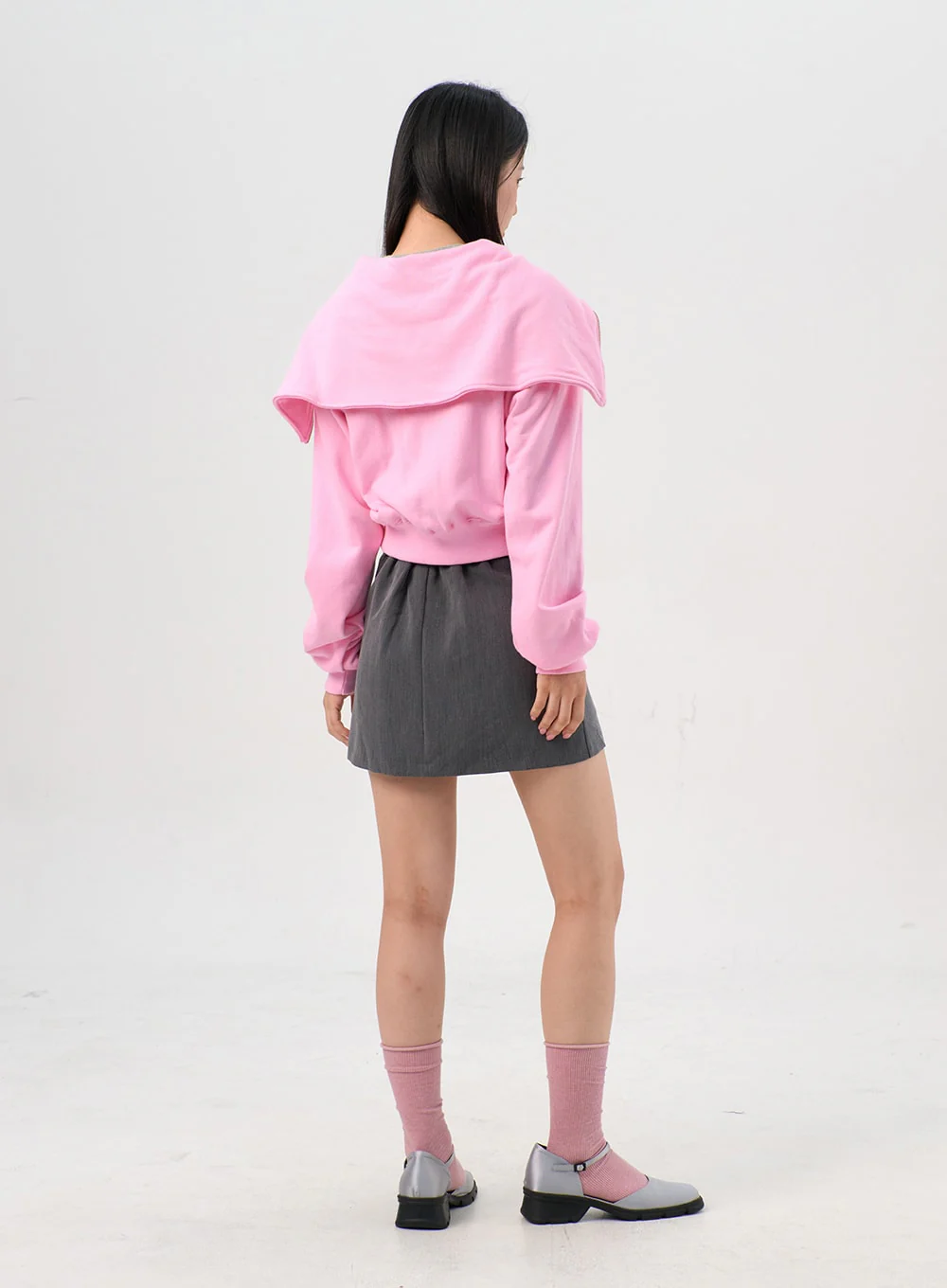 Wide Collar Half-Zip Sweatshirt OS302 - Image 6
