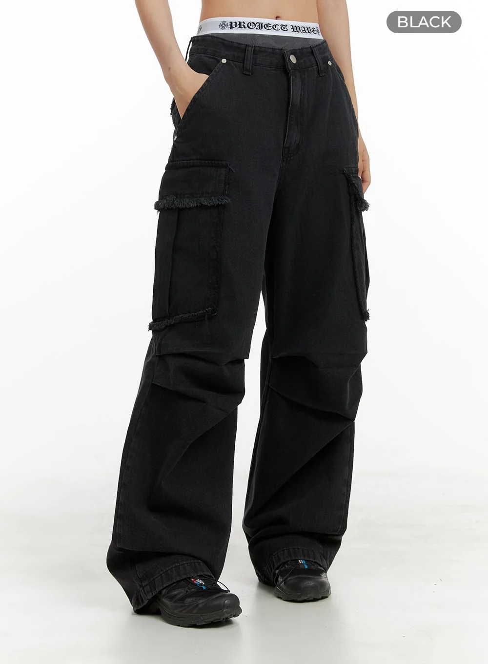 Wide Fit Cargo Baggy Jeans CA416 - Image 8