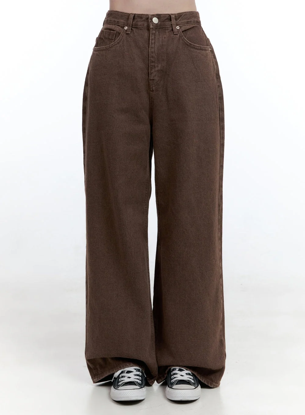 Wide-Fit Solid Cotton Pants OO429