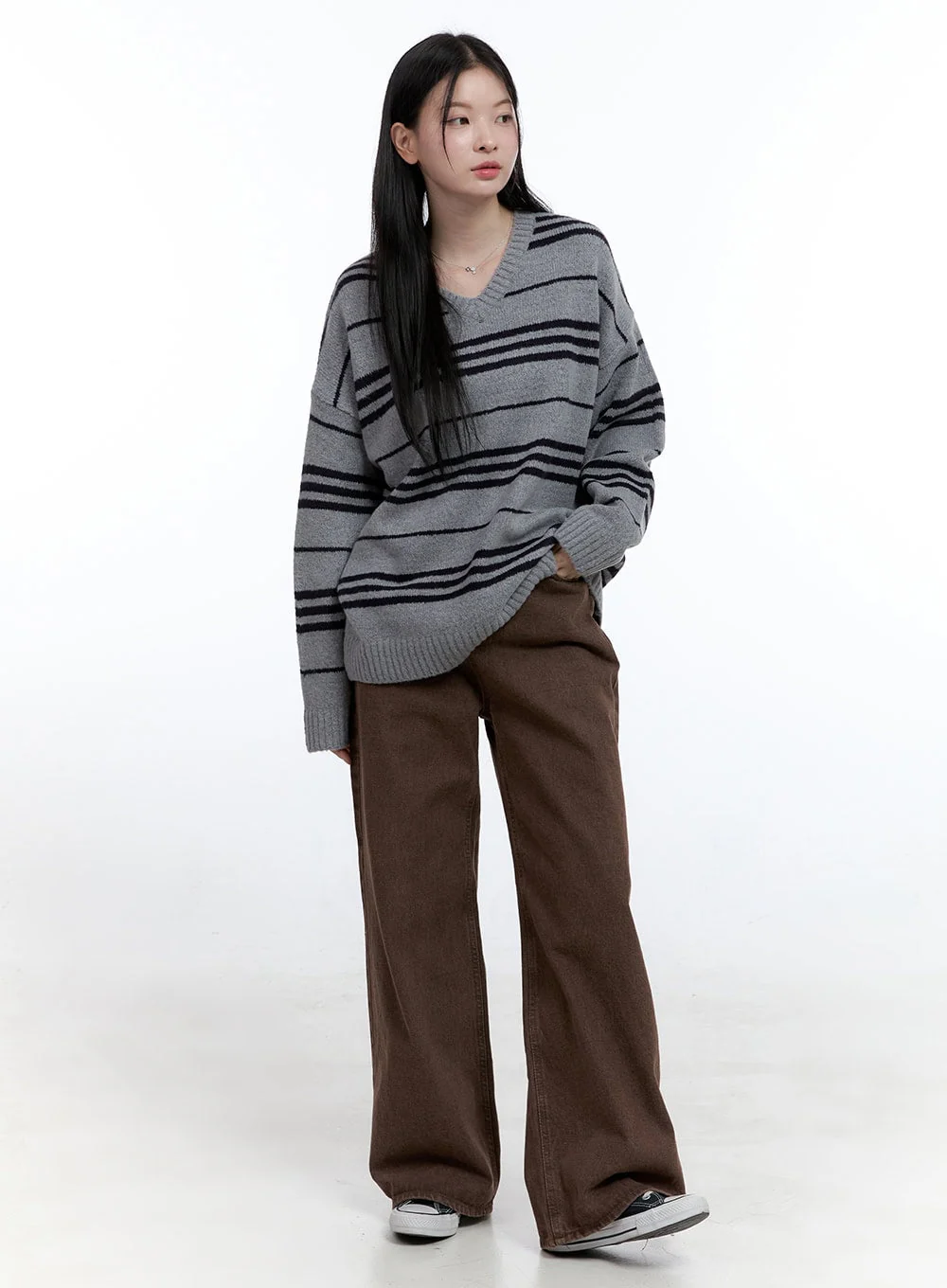 Wide-Fit Solid Cotton Pants OO429 - Image 7