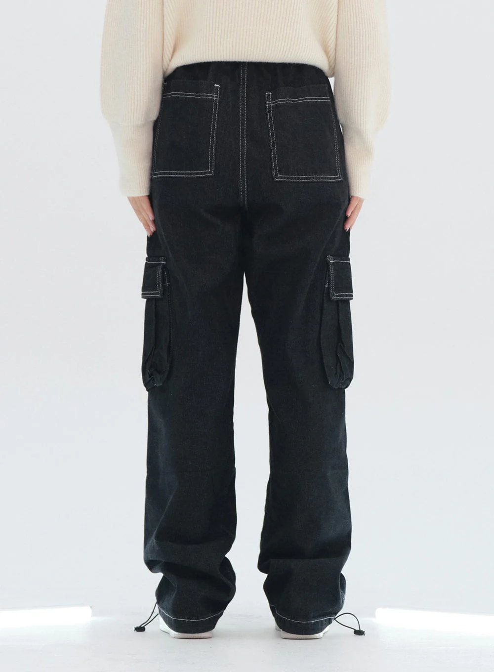 Wide Leg Denim Cargo Pants - Image 7