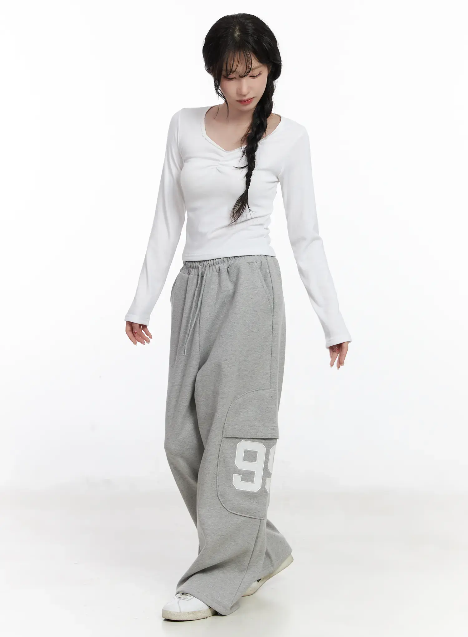 Wide Leg Drawstring weatpants CJ527 - Image 3