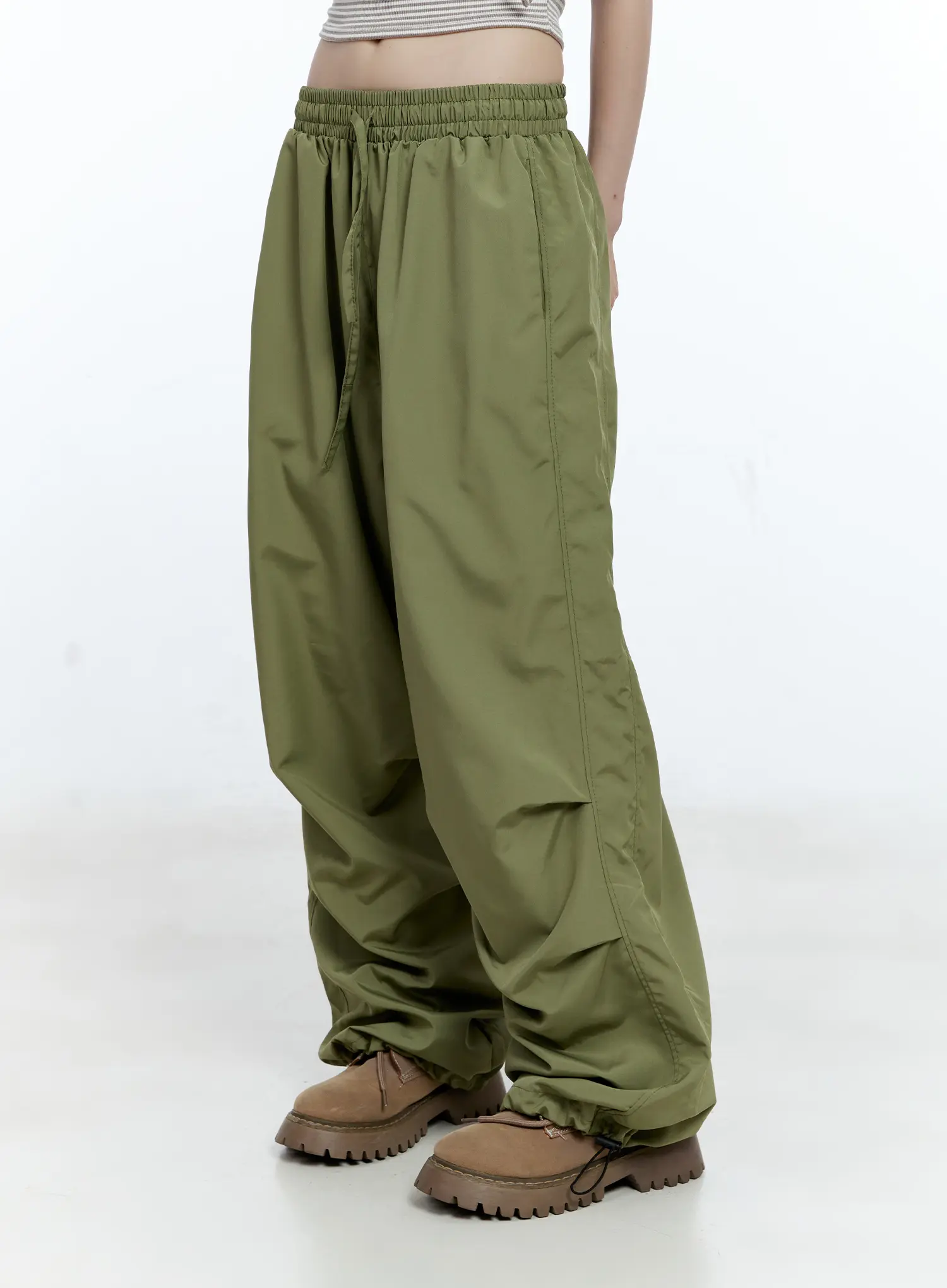 Wide-Leg Nylon Pintuck Pants CG507 - Image 6