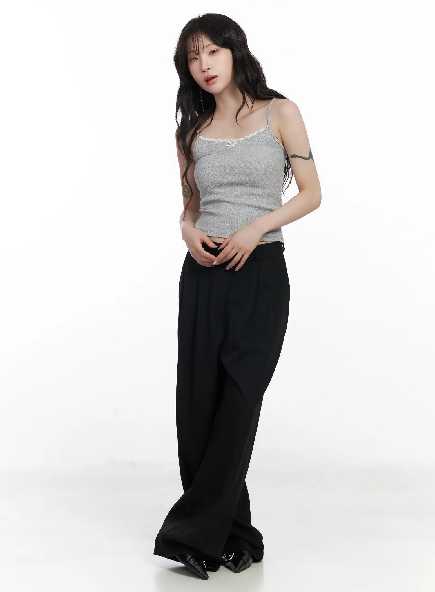 Wide Leg Pin-Tuck Slacks CJ526 - Image 3
