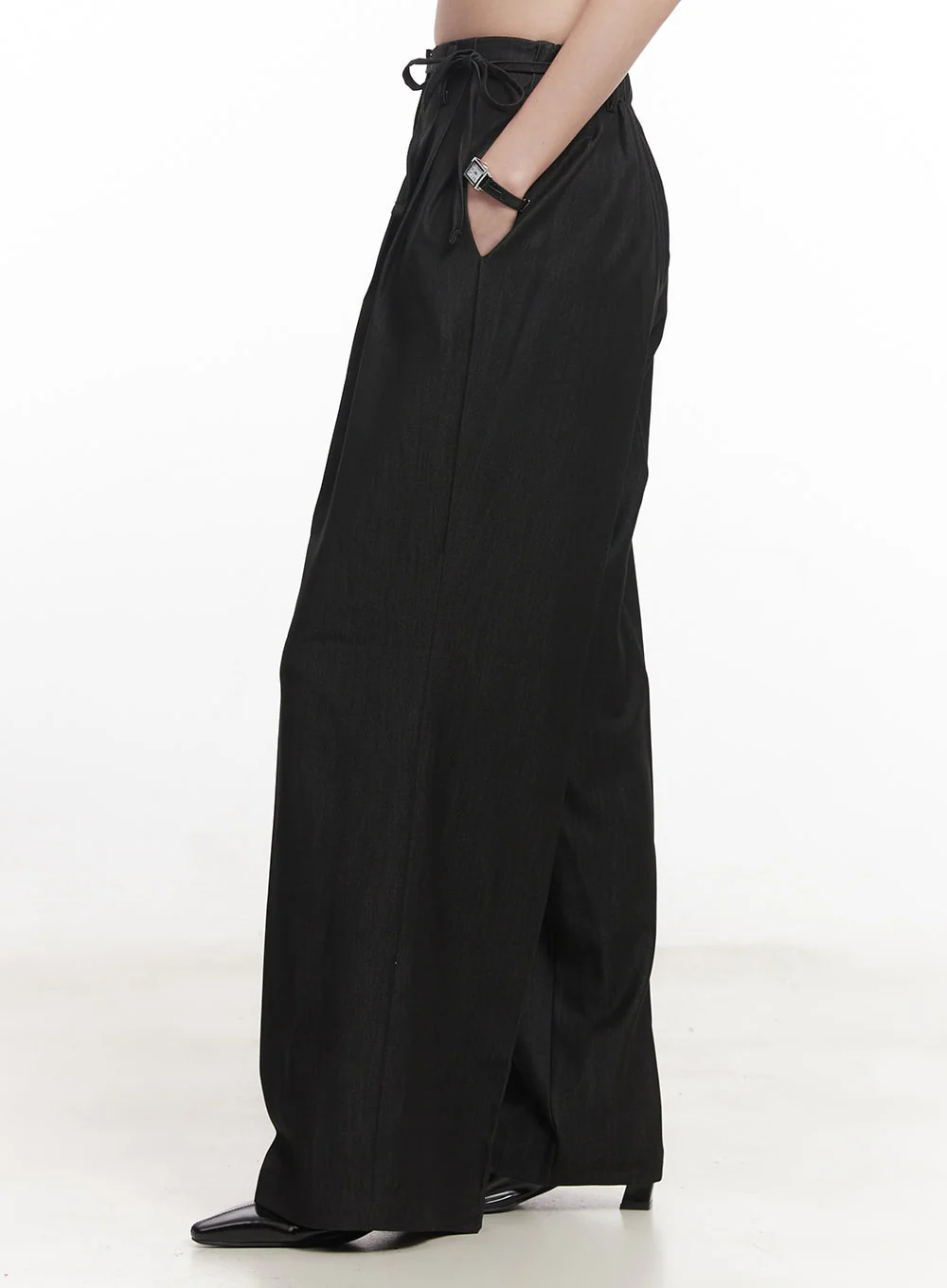Wide-Leg Slacks with Ribbon Detail CA502 - Image 5