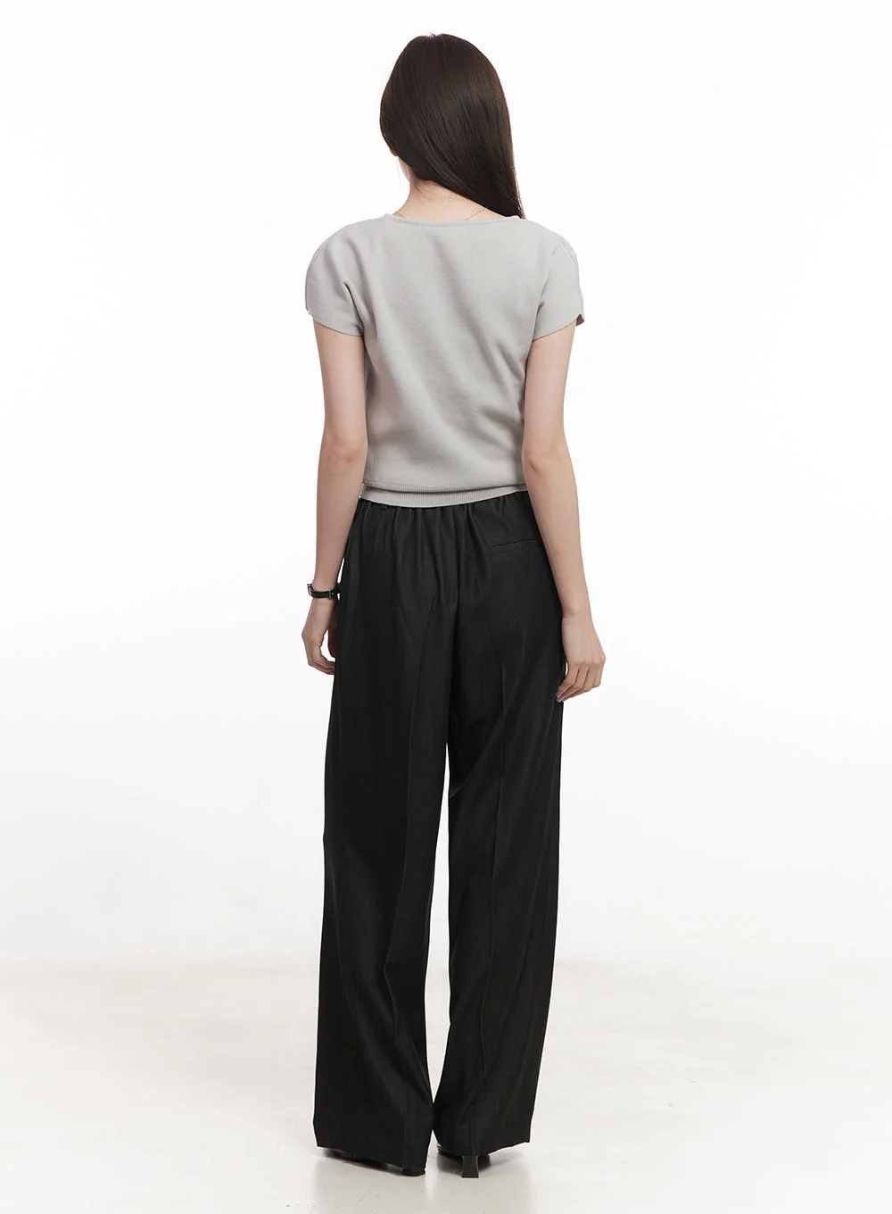 Wide-Leg Slacks with Ribbon Detail CA502 - Image 7