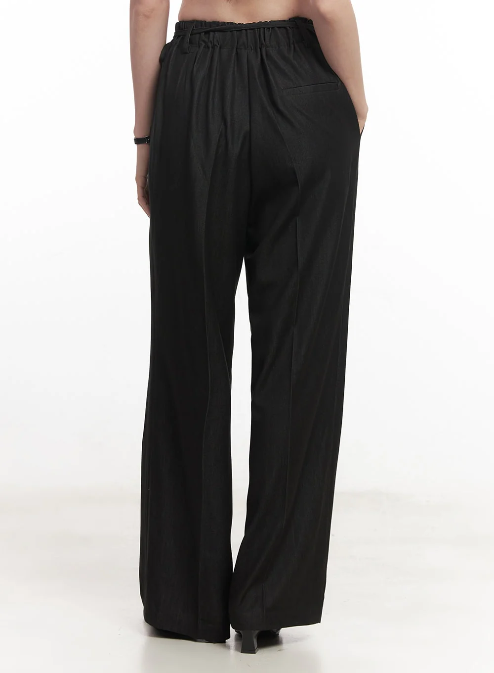 Wide-Leg Slacks with Ribbon Detail CA502 - Image 9