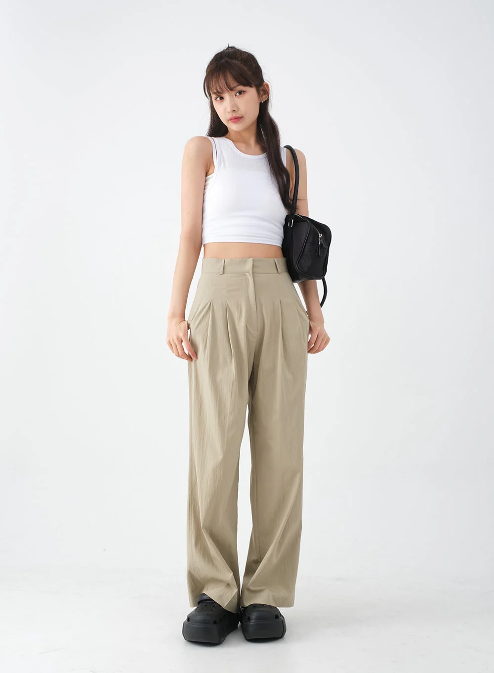 Wide Leg Tailored Pintuck Trousers CM3 - Image 12