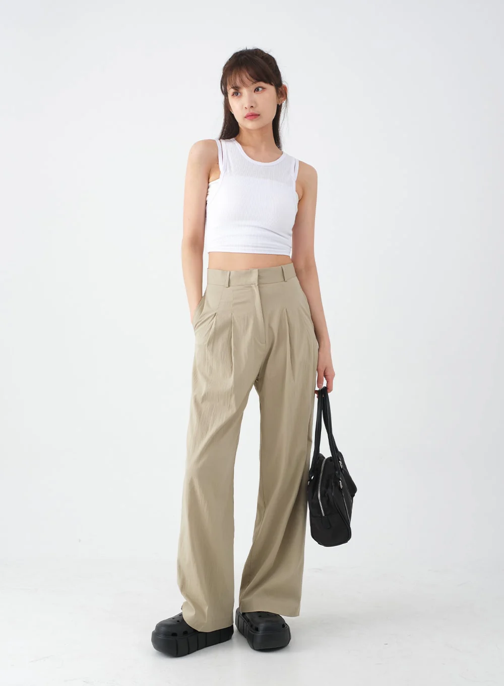 Wide Leg Tailored Pintuck Trousers CM3 - Image 13