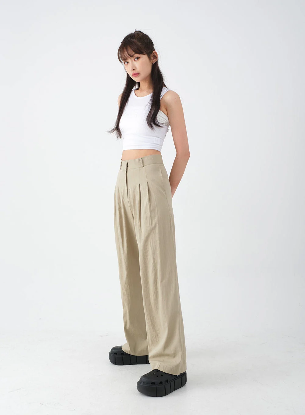 Wide Leg Tailored Pintuck Trousers CM3 - Image 15