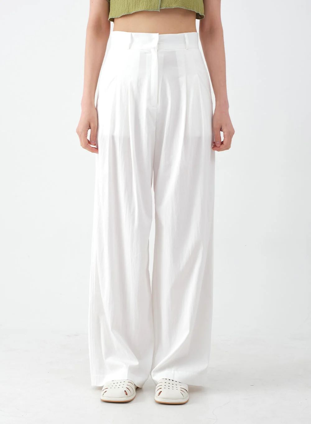 Wide Leg Tailored Pintuck Trousers CM3 - Image 3