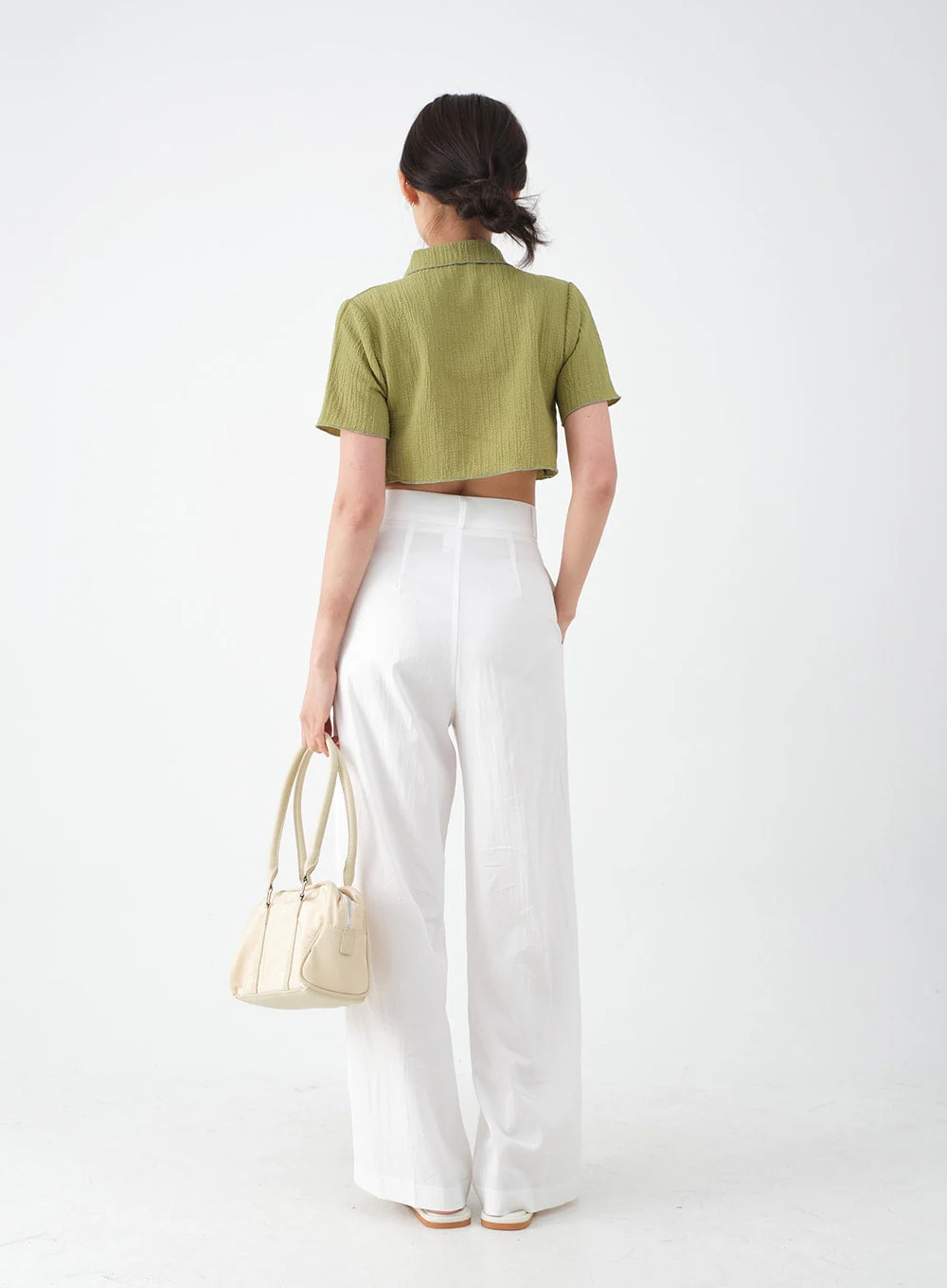 Wide Leg Tailored Pintuck Trousers CM3 - Image 6