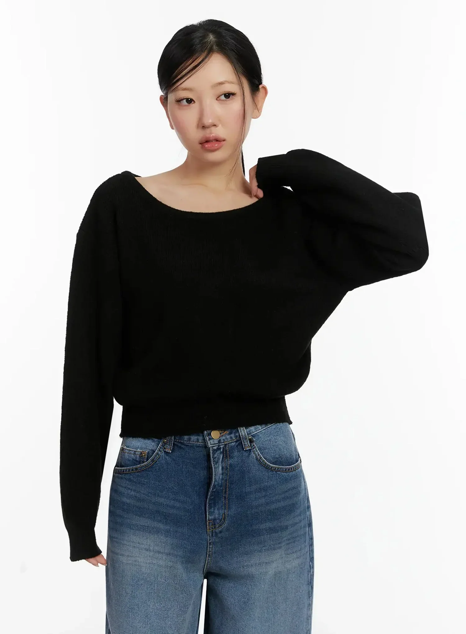 Wide Neck Crop Sweater ID525 - Image 2