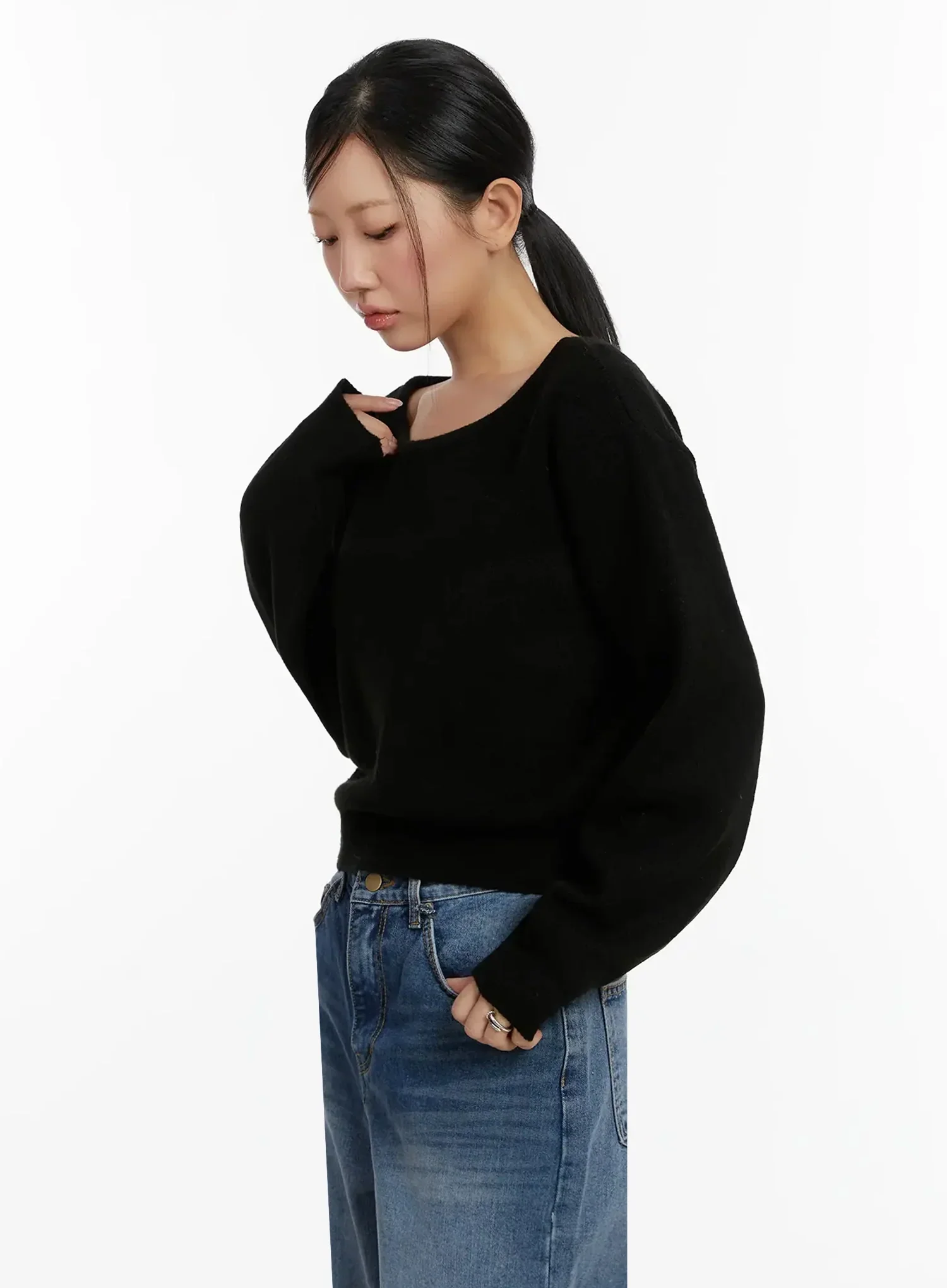 Wide Neck Crop Sweater ID525 - Image 6