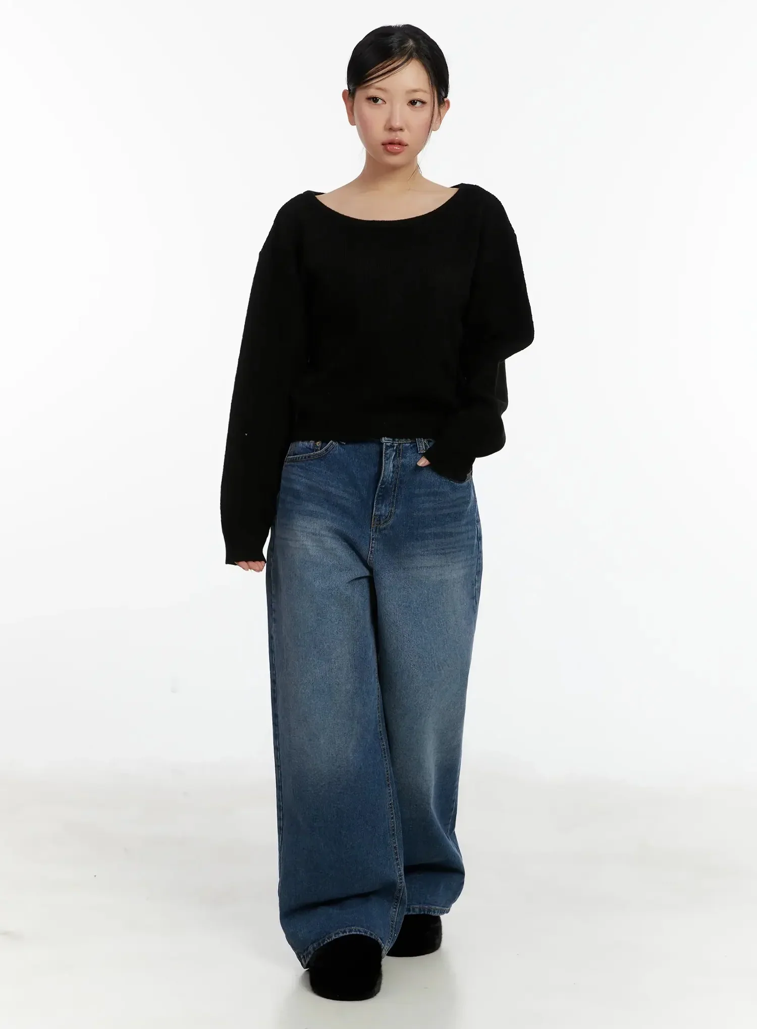 Wide Neck Crop Sweater ID525 - Image 7