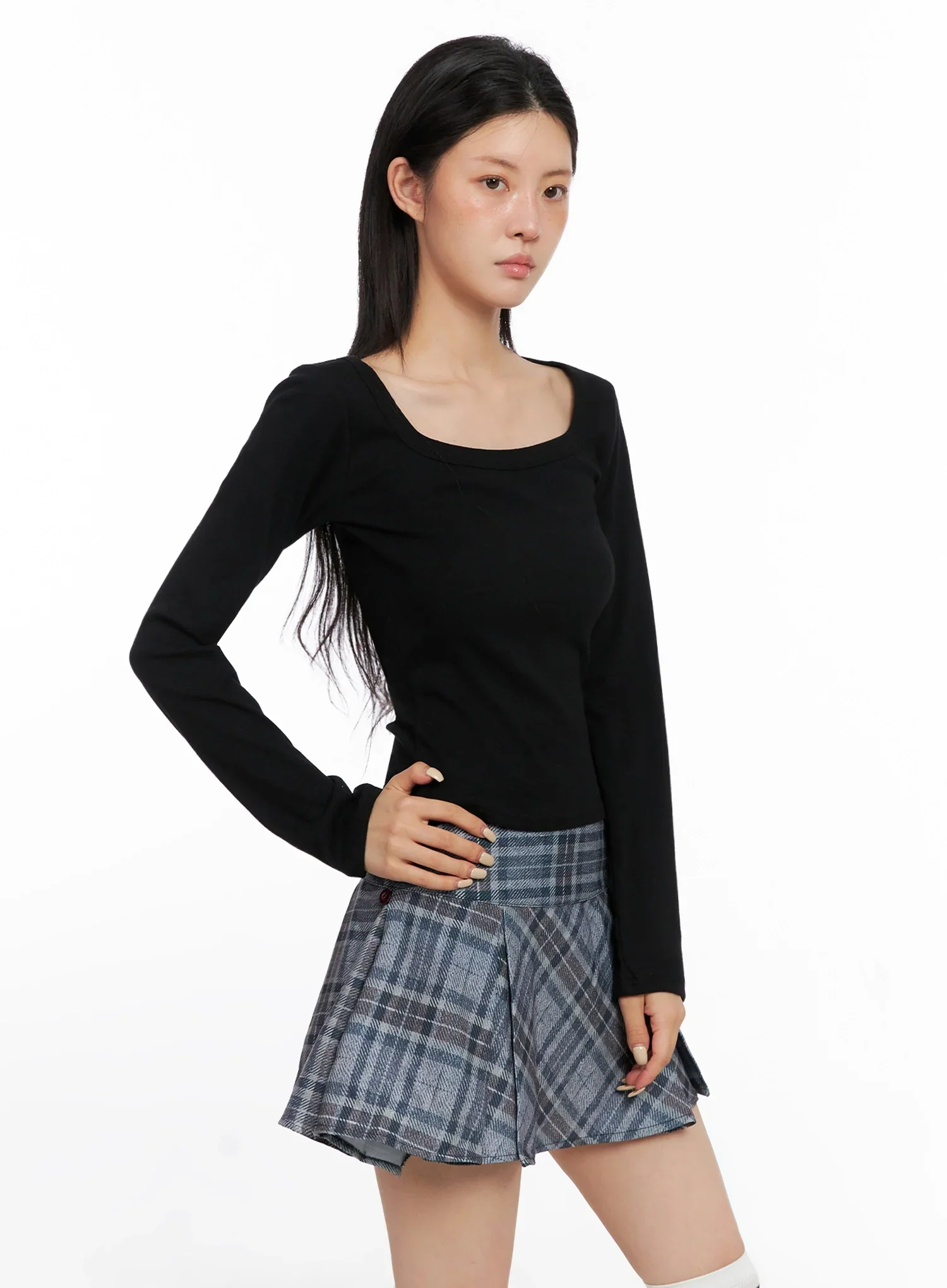 Wide Neck Fitted Long Sleeve Top IS508 - Image 5
