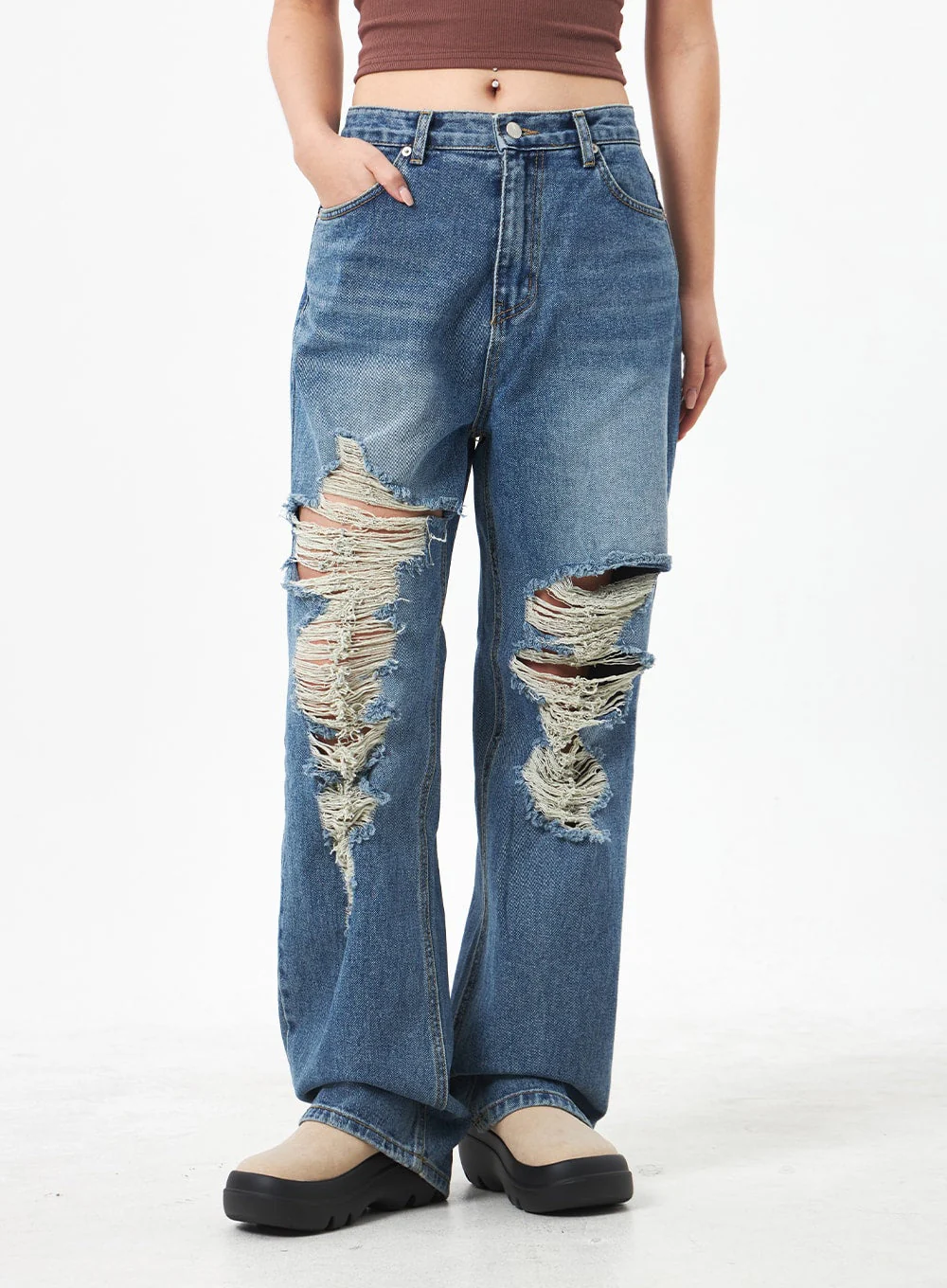 Wide Ripped Jeans CA304 - Image 2