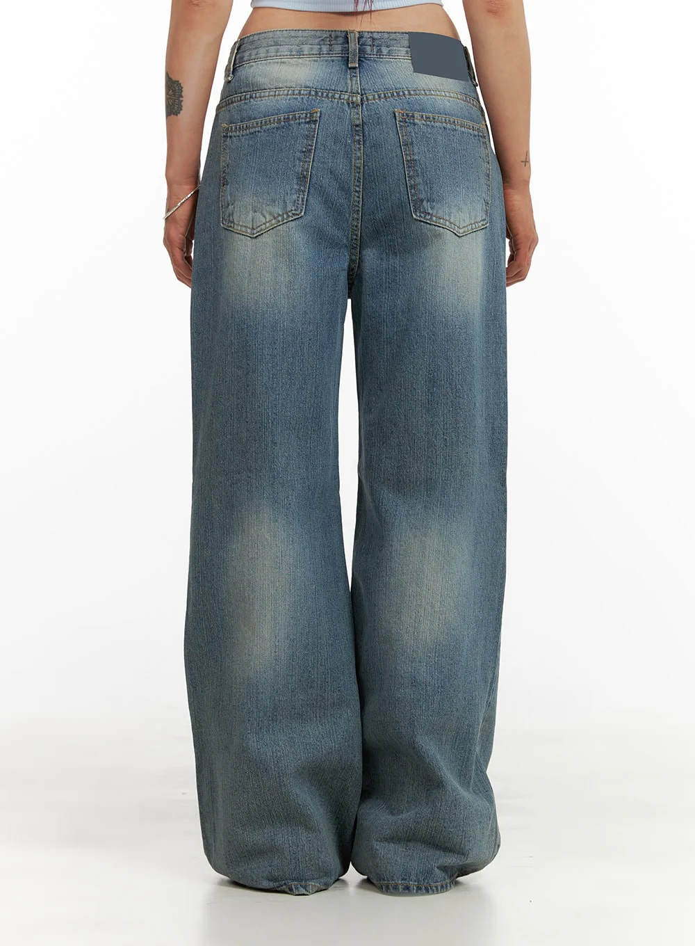 Wide Washed Denim Jeans CY429 - Image 5