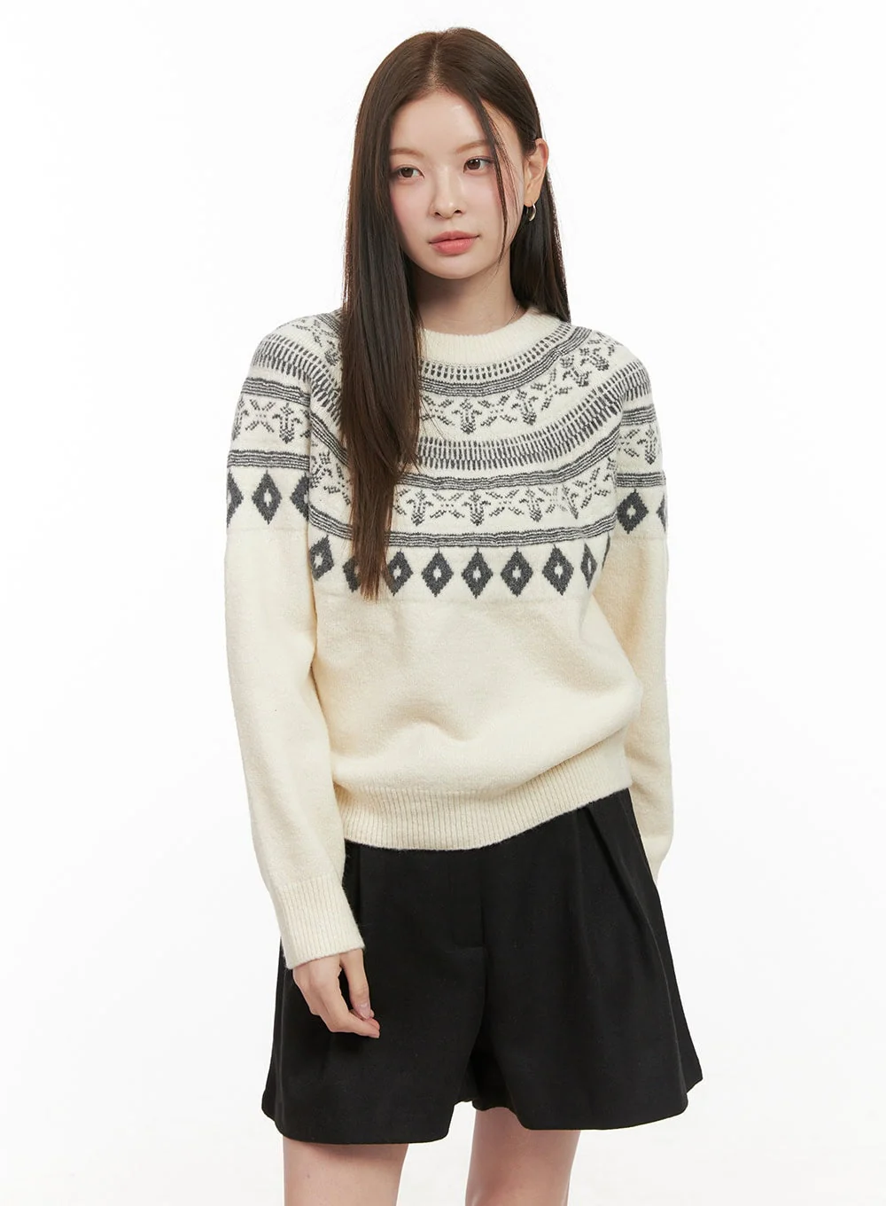 Wool-Blend Nordic Print Sweater OD412 - Image 9