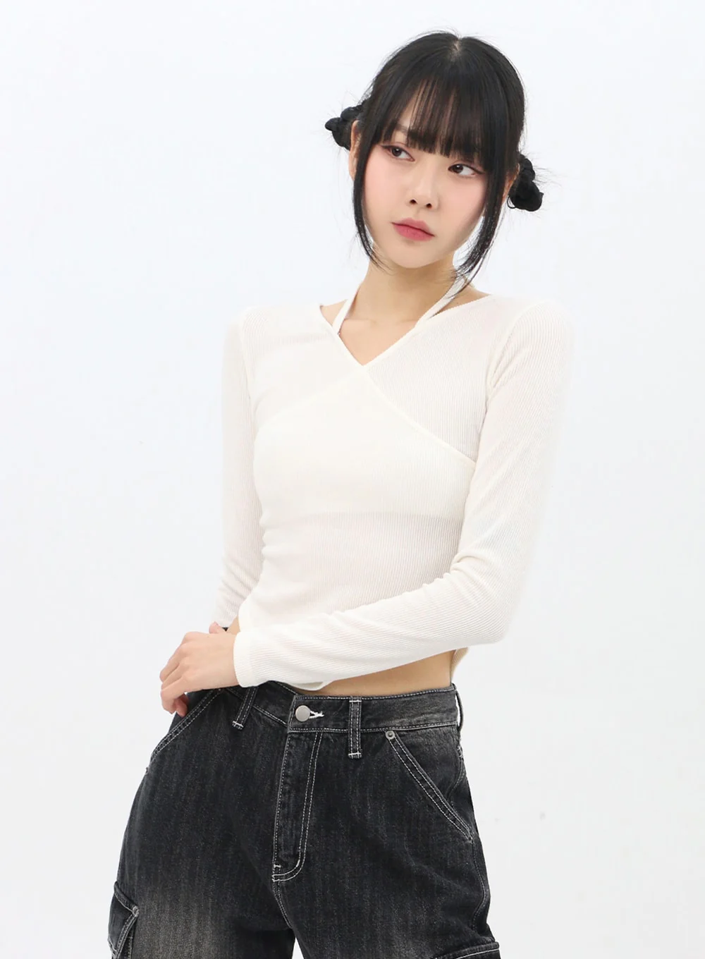 Wrap Halter Neck Slim Fit Tee IN310 - Image 5