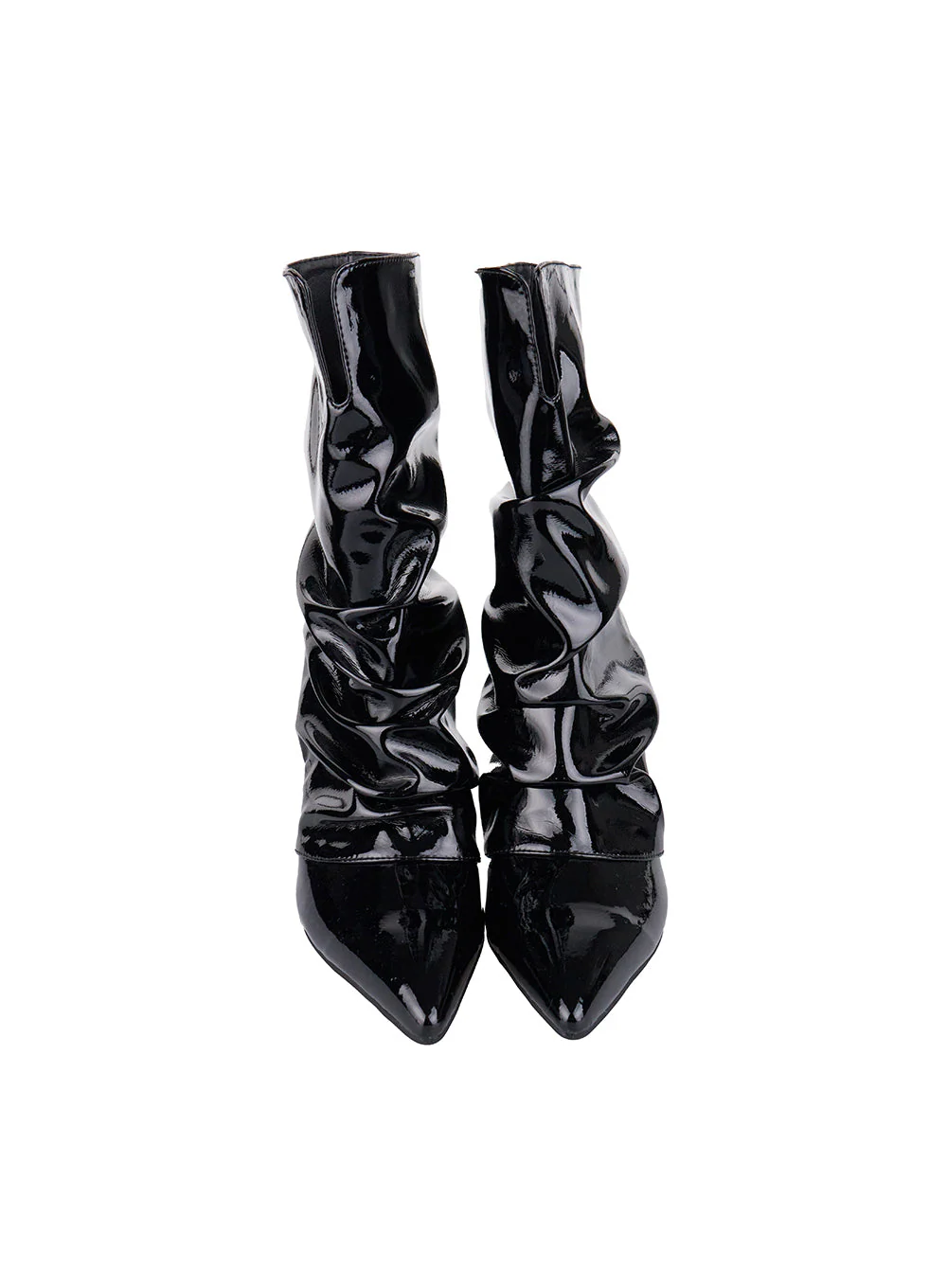 Wrinkled Faux Leather Midi Boots CN419 - Image 9