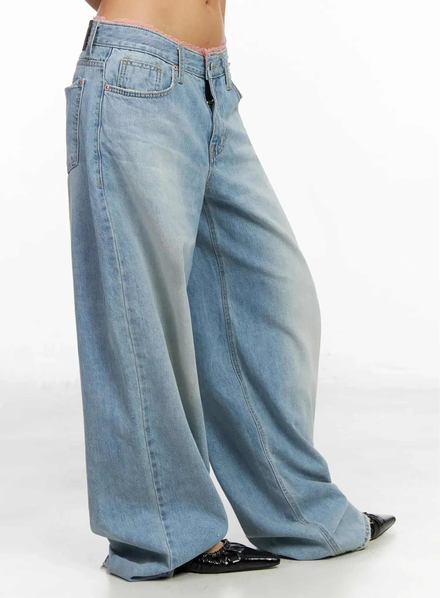 Yoko Lace Layered Wide Leg Jeans IY504 - Image 13