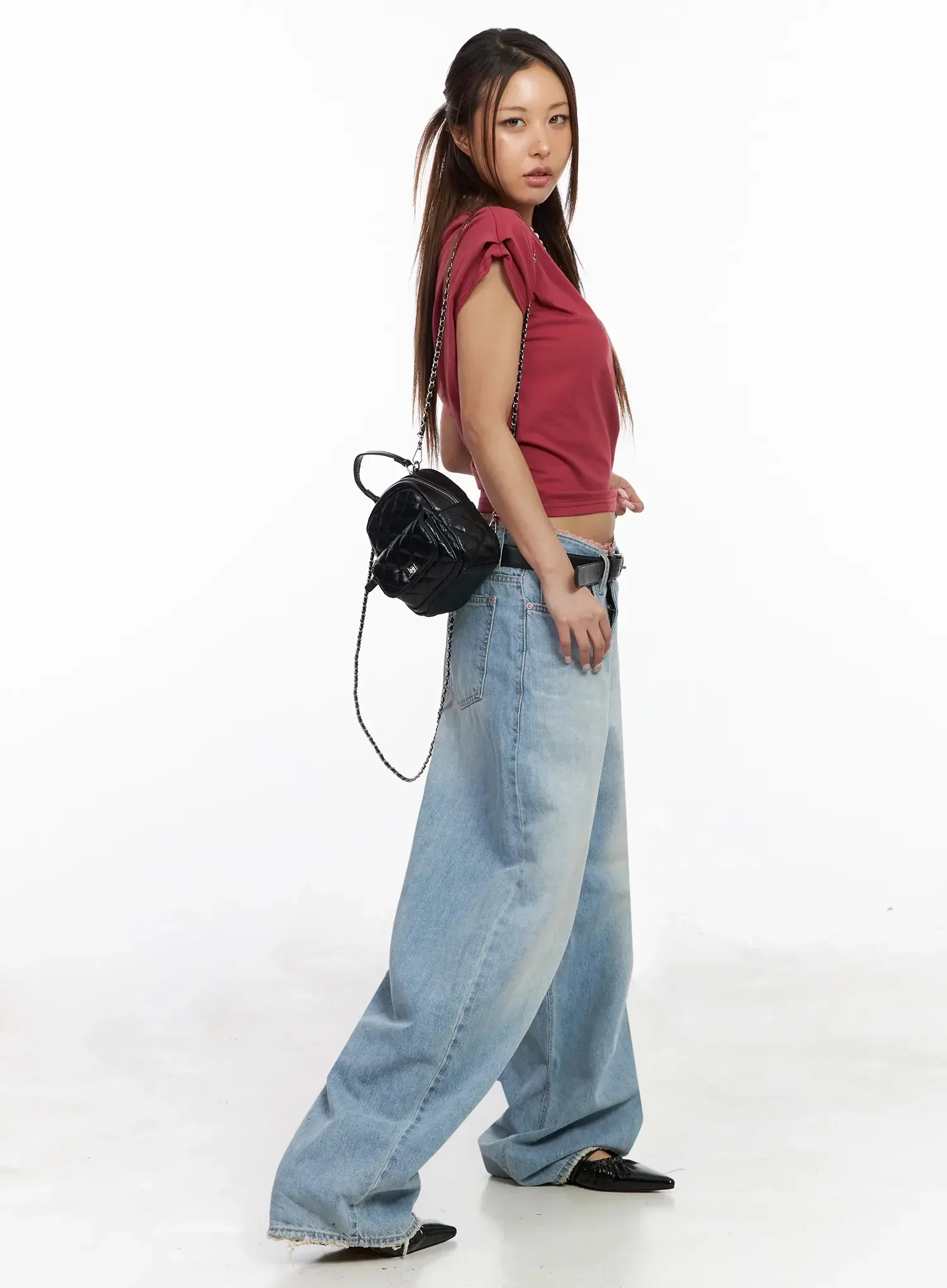 Yoko Lace Layered Wide Leg Jeans IY504 - Image 3