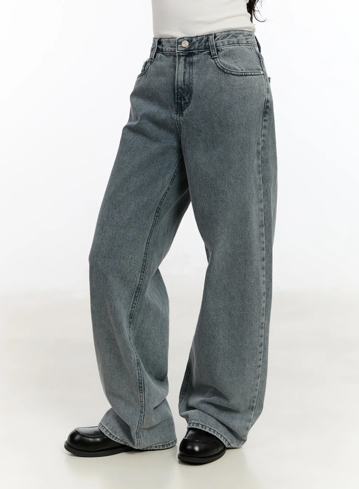 Ysabelle Gray Washed Wide Leg Jeans CM510 - Image 4