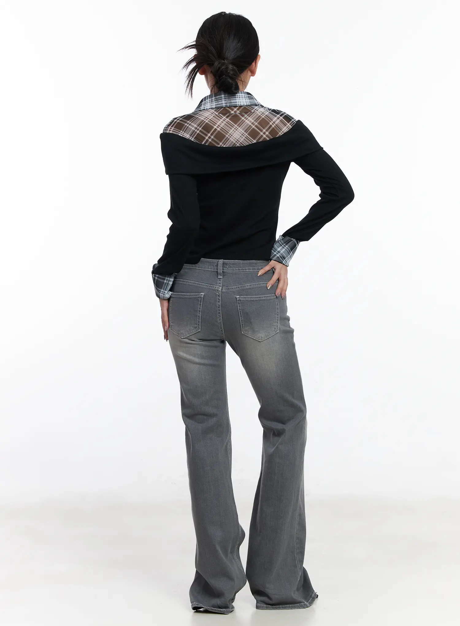 Yuki Loose-Fit Washed Bootcut Flared Jeans CJ530 - Image 6