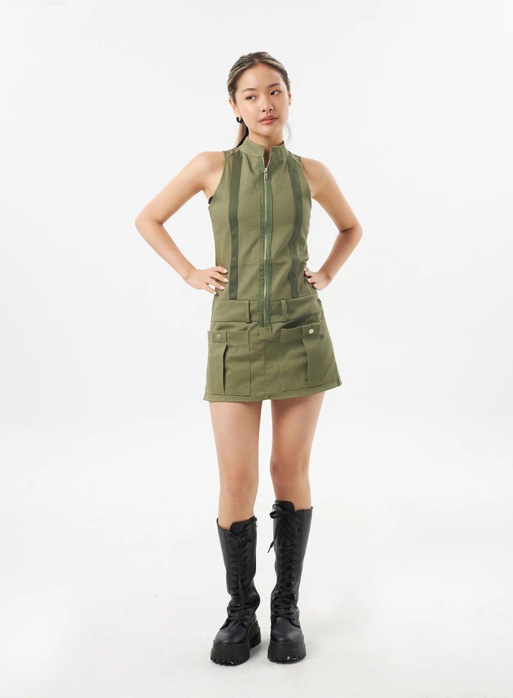Zip-Up Mini Dress CU302 - Image 11
