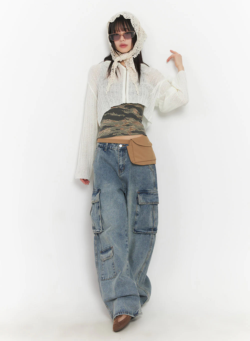 Zip-Up Sheer Hooded Cardigan IA528 - Image 2