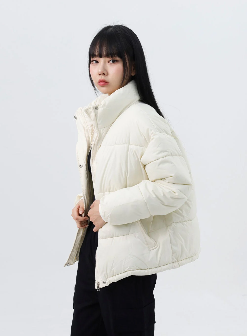Zip-Up Stand Collar Puffer Jacket CO319 - Image 10