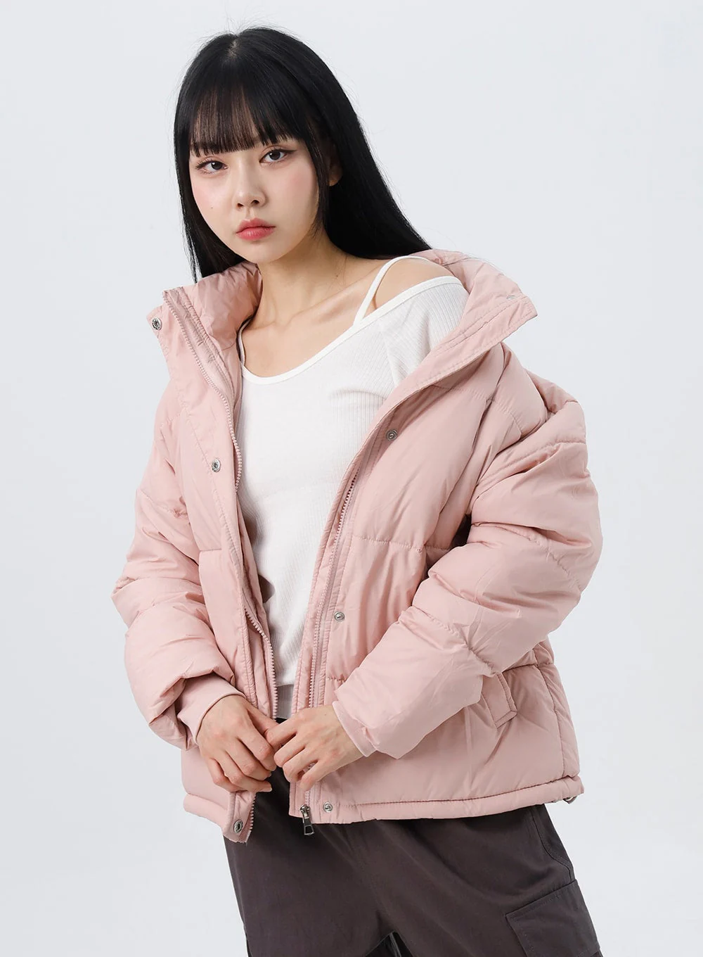 Zip-Up Stand Collar Puffer Jacket CO319 - Image 13