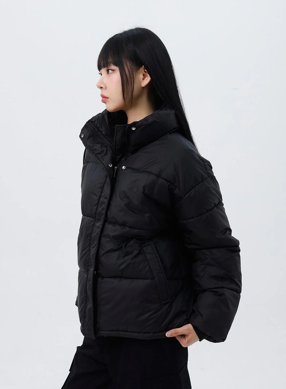 Zip-Up Stand Collar Puffer Jacket CO319 - Image 15